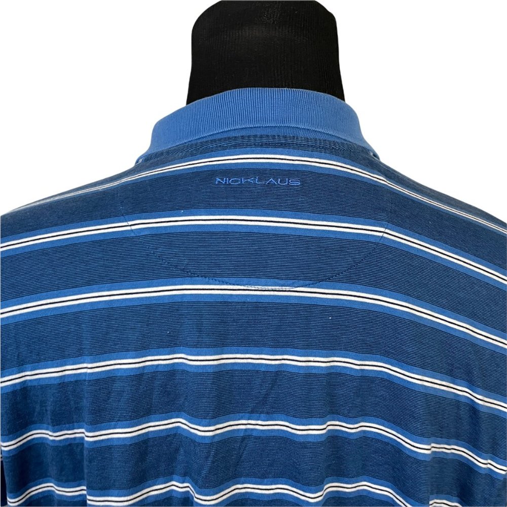 Nicklaus Golf Men's Blue Striped White Black Polo Shirt Large - Picture 6 of 8